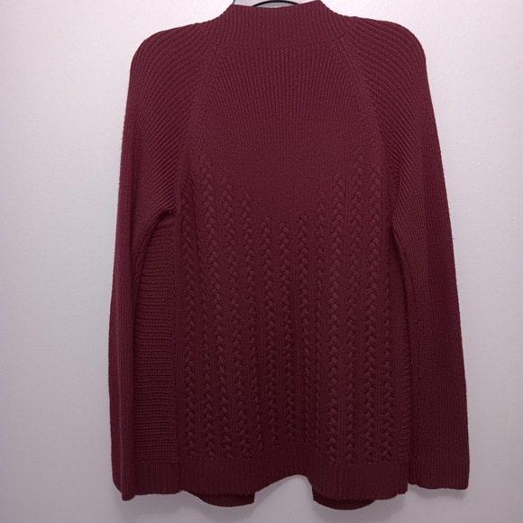 Tahari women's open cardigan sweater size M burgundy red 100% merino wool - Picture 2 of 5